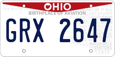 OH license plate GRX2647