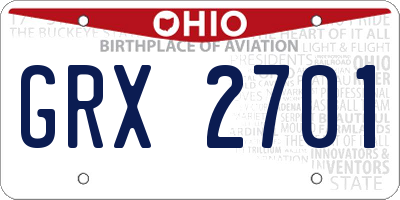 OH license plate GRX2701