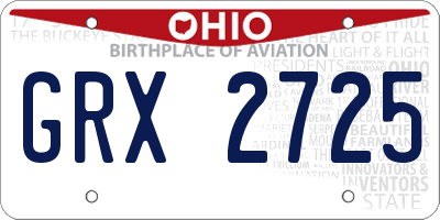 OH license plate GRX2725