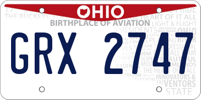 OH license plate GRX2747