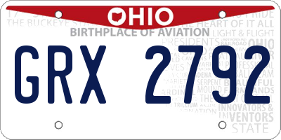 OH license plate GRX2792