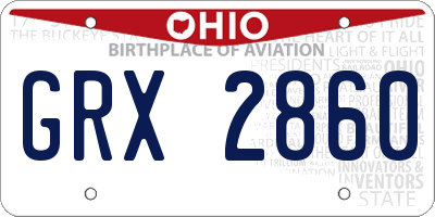 OH license plate GRX2860