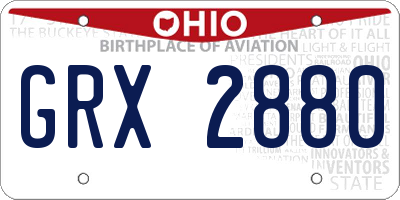 OH license plate GRX2880