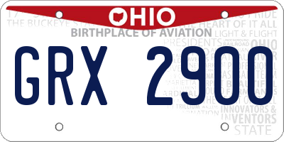OH license plate GRX2900