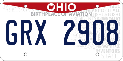OH license plate GRX2908