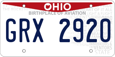 OH license plate GRX2920