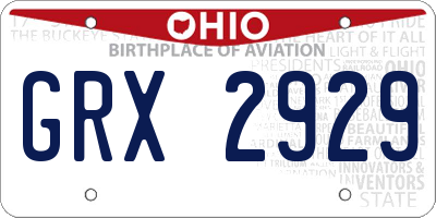 OH license plate GRX2929