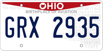 OH license plate GRX2935