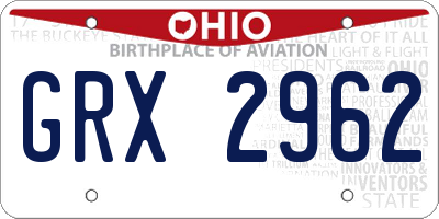 OH license plate GRX2962