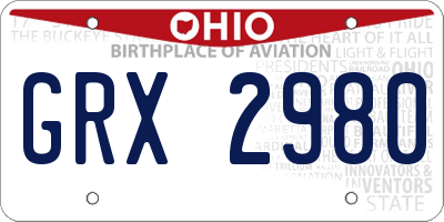 OH license plate GRX2980