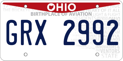 OH license plate GRX2992