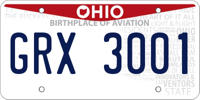 OH license plate GRX3001