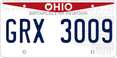 OH license plate GRX3009