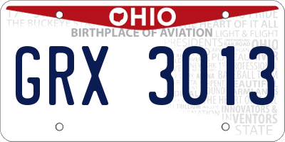 OH license plate GRX3013