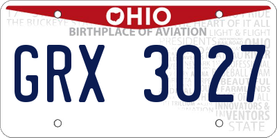 OH license plate GRX3027