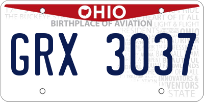 OH license plate GRX3037