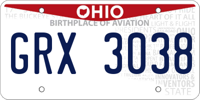 OH license plate GRX3038