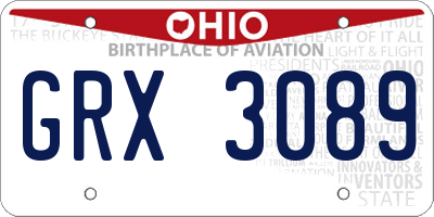 OH license plate GRX3089