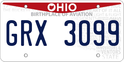 OH license plate GRX3099