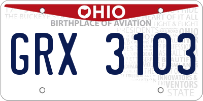 OH license plate GRX3103