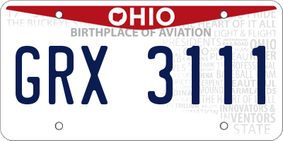 OH license plate GRX3111