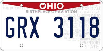 OH license plate GRX3118