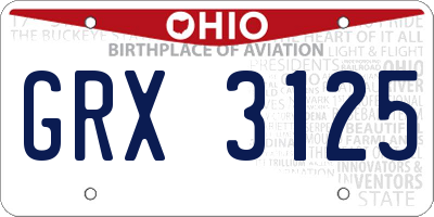 OH license plate GRX3125