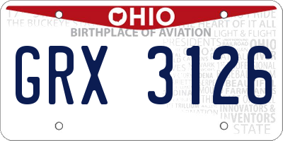 OH license plate GRX3126