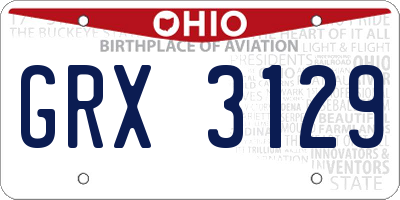 OH license plate GRX3129