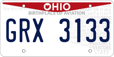 OH license plate GRX3133