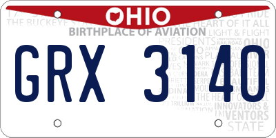 OH license plate GRX3140