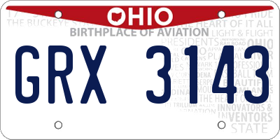 OH license plate GRX3143