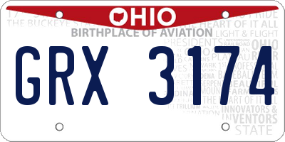 OH license plate GRX3174