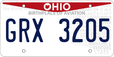 OH license plate GRX3205