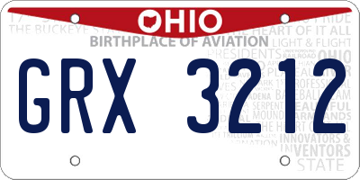 OH license plate GRX3212