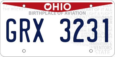 OH license plate GRX3231