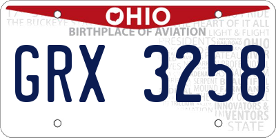 OH license plate GRX3258