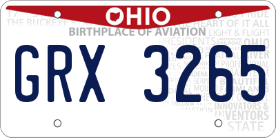 OH license plate GRX3265