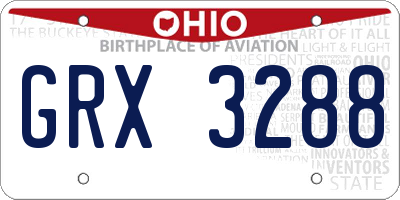 OH license plate GRX3288