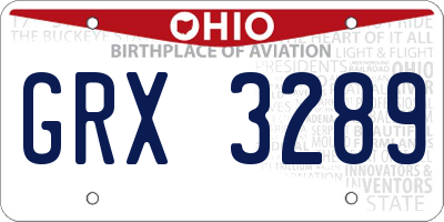 OH license plate GRX3289