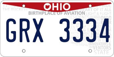 OH license plate GRX3334