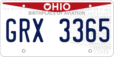 OH license plate GRX3365