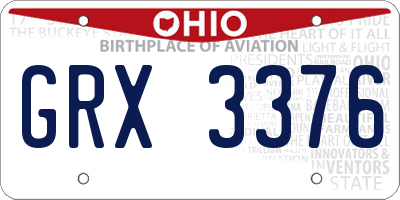 OH license plate GRX3376