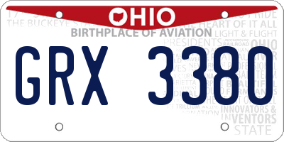 OH license plate GRX3380