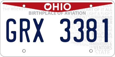 OH license plate GRX3381