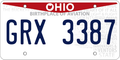 OH license plate GRX3387