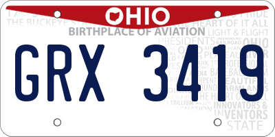 OH license plate GRX3419