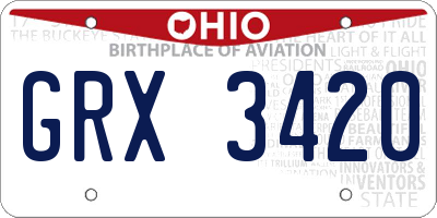 OH license plate GRX3420