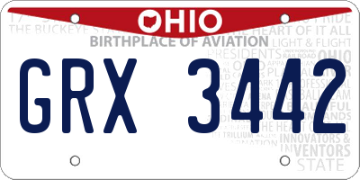 OH license plate GRX3442