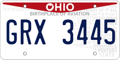 OH license plate GRX3445